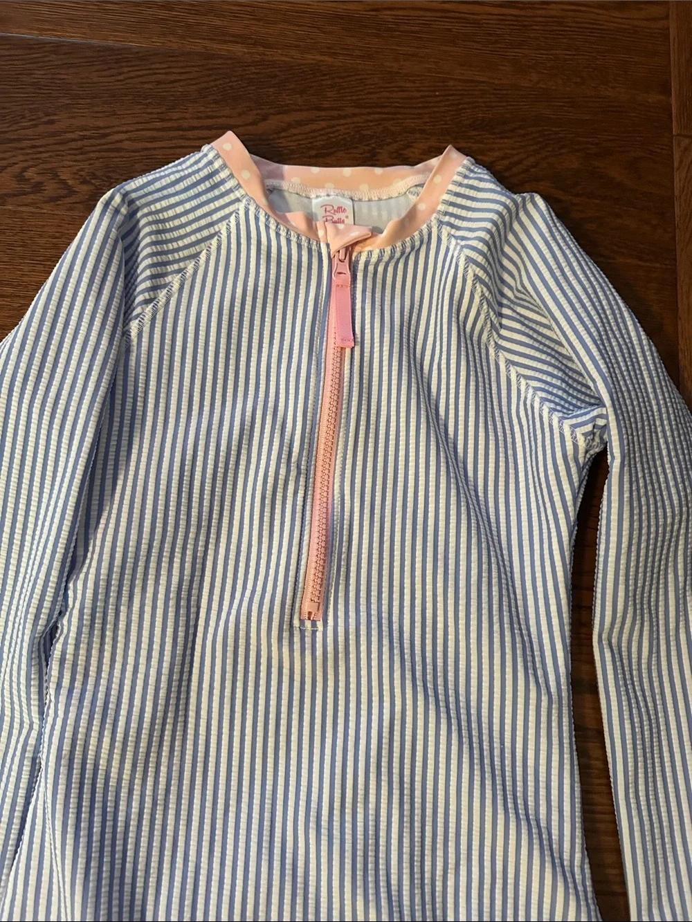 RuffleButts Girls Stripe Long-Sleeve Swim Set SPF 50